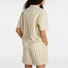 Vans Stripe Print Camp Collar Short Sleeve Shirt Beige Brown Women VN000G3NDJR