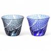 Mizukage Kiriko Pair of Glasses for Cold Ranbori Komon Ink Blue Blue with Bottom Beautifully Current Model J-kitchens Tea, 76xH60mm, 100cc, (Small