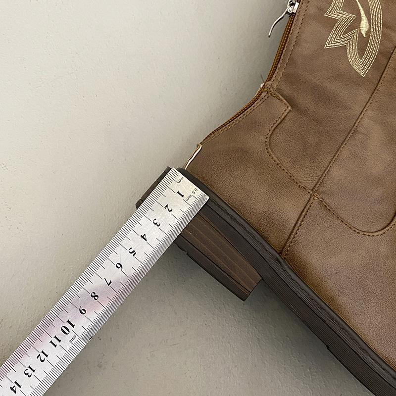 Коричневые ковбойские сапоги в западном стиле, женские высокие сапоги 2025, новая весенне-летняя коллекция, высокие сапоги-рыцари для путешествий, ботфорты до колена