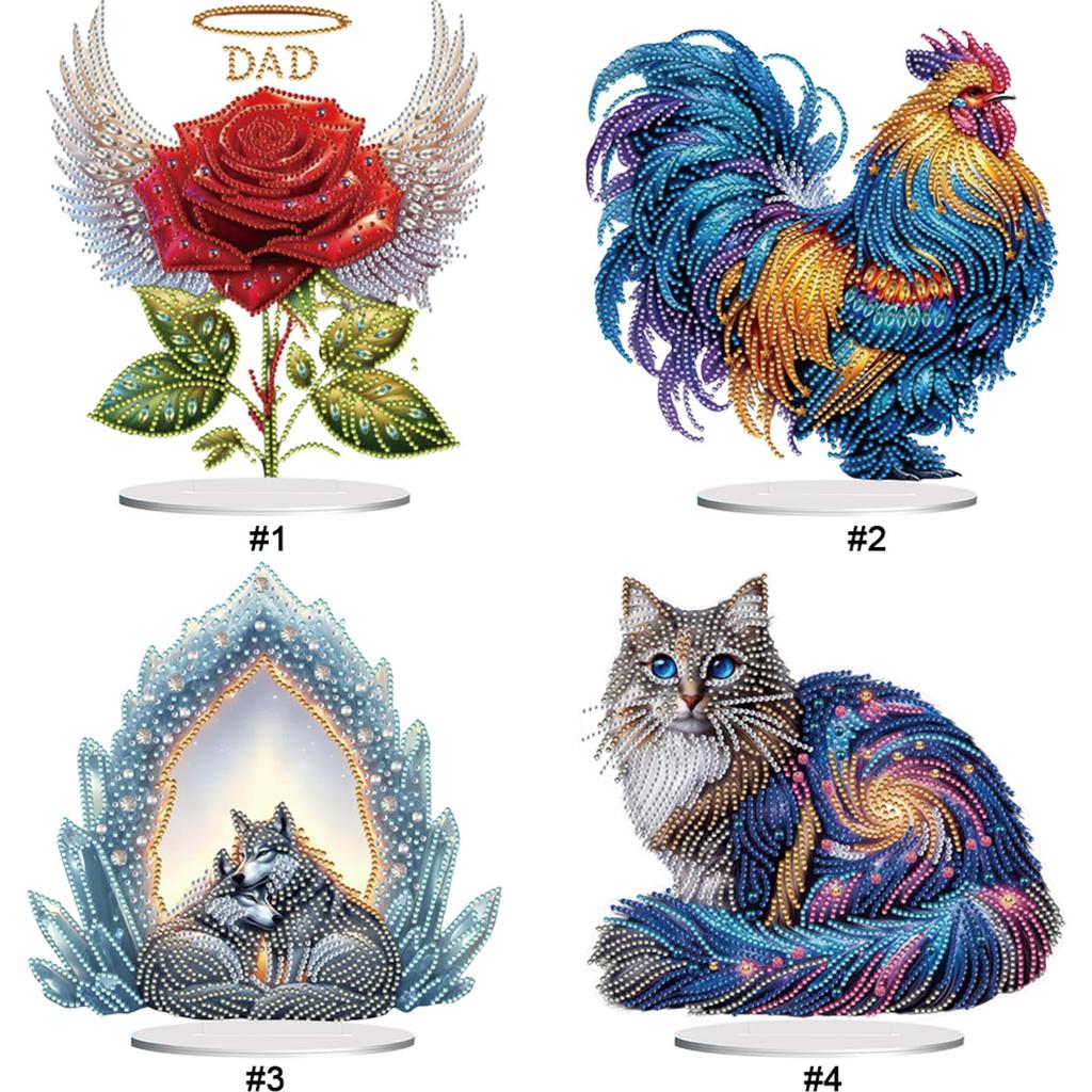 Acrylic Special Shape Cat Rhinestones Desktop Ornaments 5D DIY Diamond Art Tabletop Decorations Diamond Painting Desktop Decors