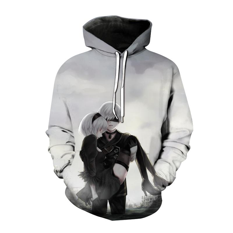 Толстовки с капюшоном Nier Automata, толстовка с 3D принтом аниме-игры для мужчин и женщин, модная толстовка большого размера, пуловер в стиле Харадзюку, пальто