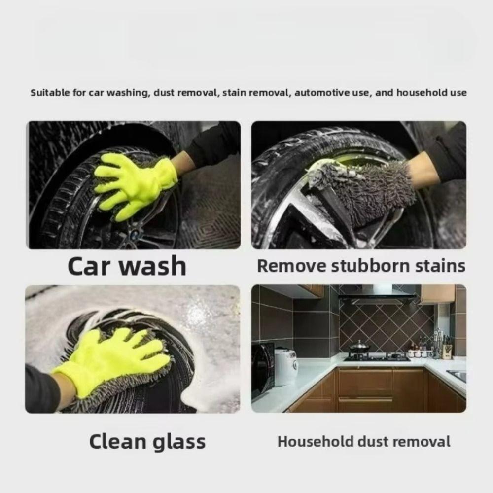 Anti-Scratch Car Washing Gloves Thick Cleaning Glove No Damage Washing Mitt  Auto Detailing