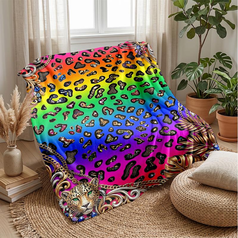 Rainbow Dolphins Paradise 1 Theme blanket Lightweight Warm Flannel Blanket Decorative Throw Blanket for Home Decoration