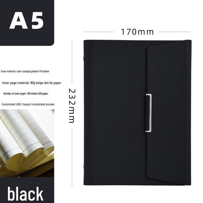 Блокнот формата А5 с тремя сложенными листами, с металлической пряжкой и подарочной коробкой с настраиваемым логотипом