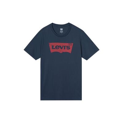 Футболка Levis Letter Logo свободного кроя с круглым вырезом и коротким рукавом, мужские топы, темно-синие 17783-0139