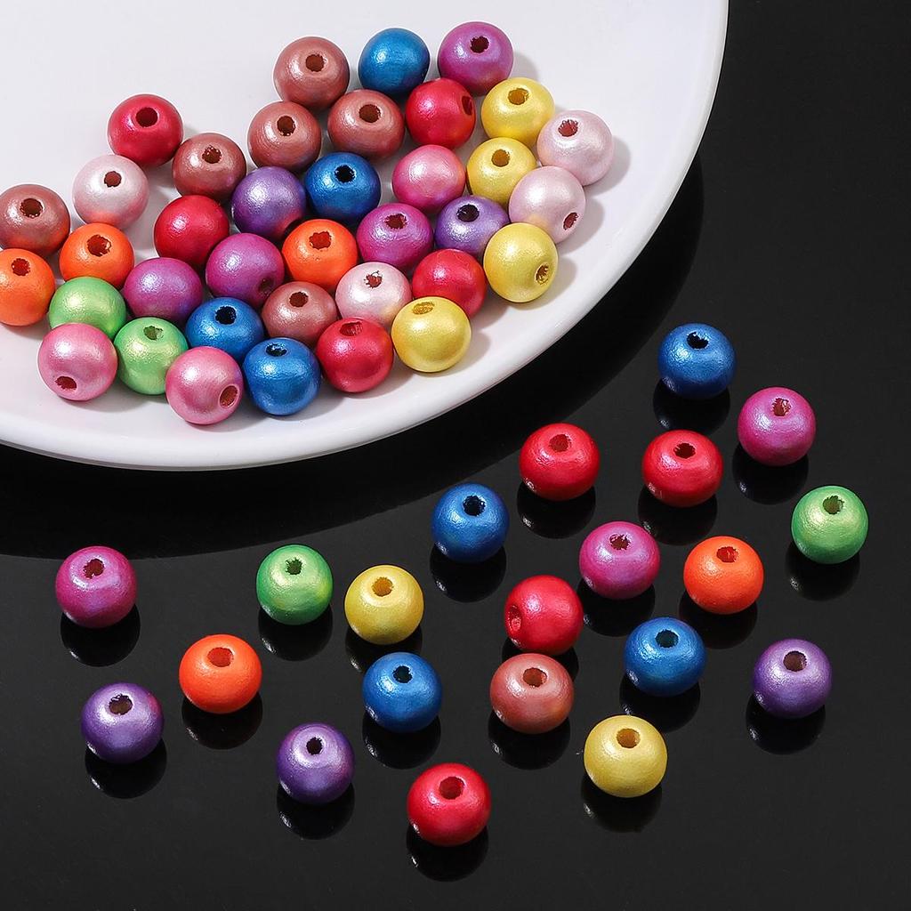 30 шт., 10 мм, круглые бусины из натурального дерева, перламутровые, окрашенные, для подвесок, браслета, ожерелья, бахрома, художественное ремесло, украшенные аксессуары ручной работы «сделай сам»