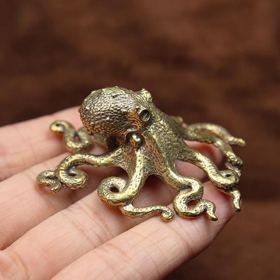 Yousheng Octopus Ornament Настольная ретро-статуэтка осьминога-кальмара из сплава, коллекционная статуэтка осьминога из цельного металла для домашнего офиса, украшения автомобиля
