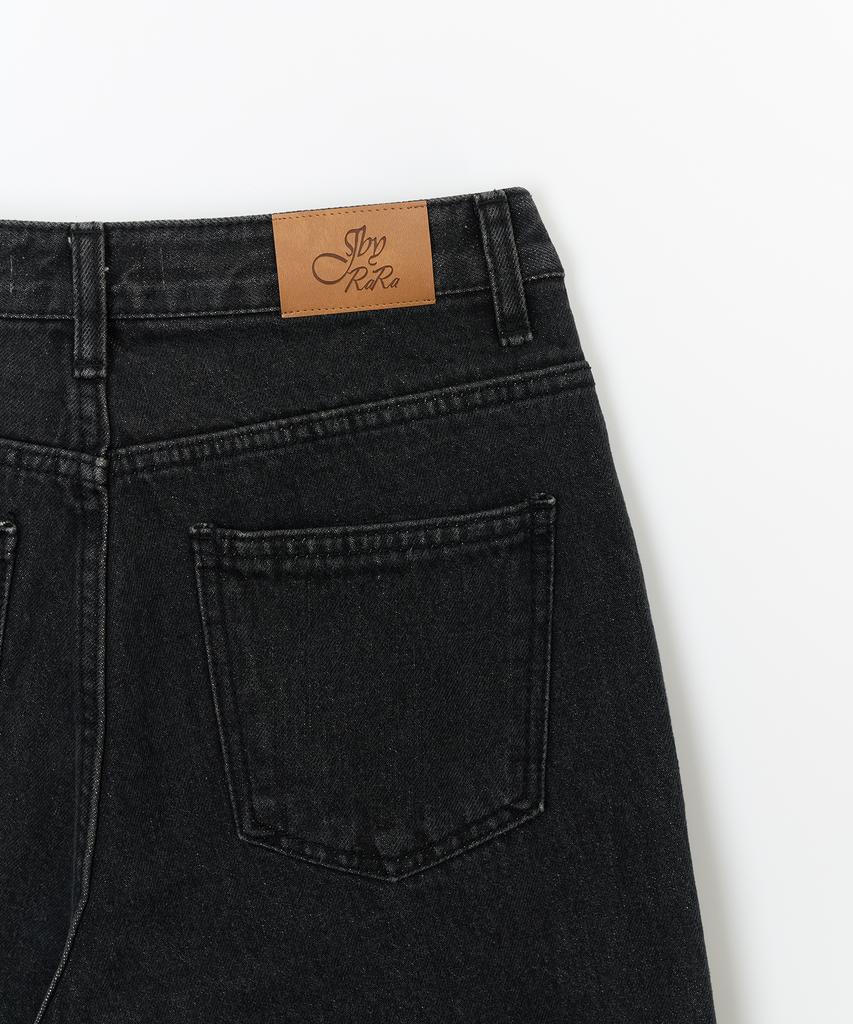 JBYRARA Pintuck Detail Straight Fit Denim Pants_Black