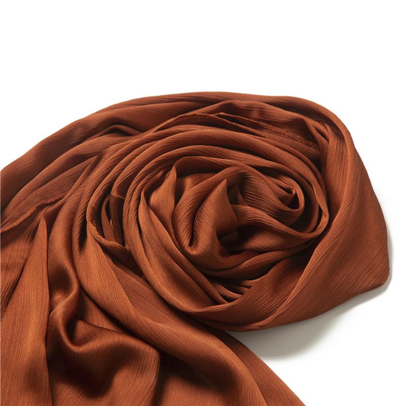 Headscarf Solid Color Silk Scarf Basic Versatile Scarf Women's Smooth Crepe Travel Scarf Xizang Travel Shawl