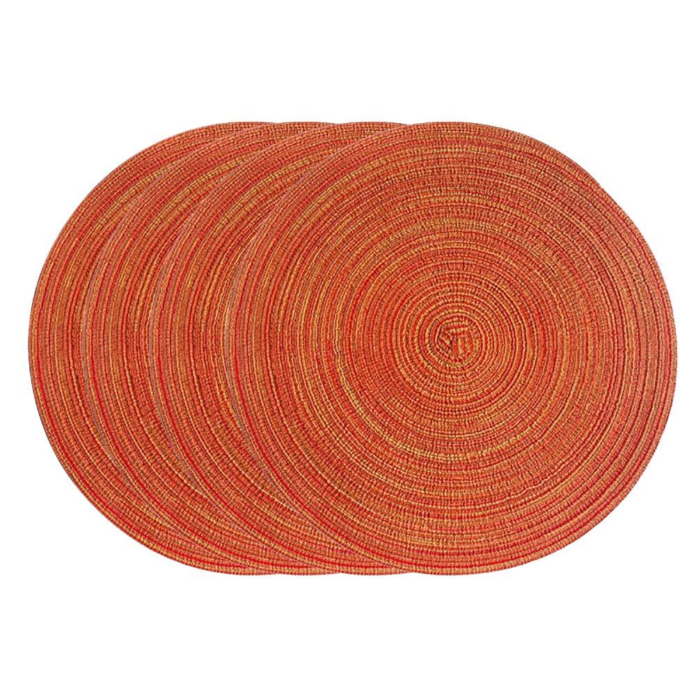 4pcs Braided Woven Place Mats Washable Table Place Mat Round Placemats Coasters  for Dining Table