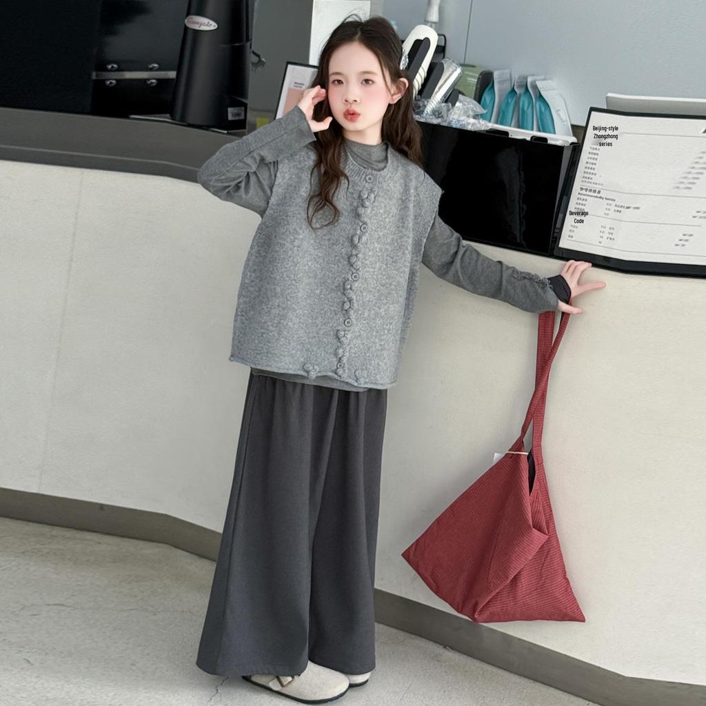 Девочки Корейский Стиль Комплект из Трех Вещей Осенняя Мода 2025 – Стильный Повседневный Наряд для Старших Девочек