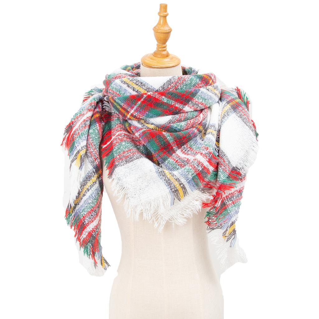 Spring Autumn Winter Shawl Ladies Plaid Triangle Scarf