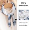 53Cm Satin Blue Printed Silk Neck Small Square Scarf 100 Mulberry Silk Scarf OL Versatile New Silk Scarf