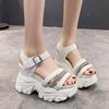 Women Fashion Casual Sandals 11CM Inner Heightening Sandals Thick-soled Sandals Womens Versatile Rhinestone Wedge Casual Sandals