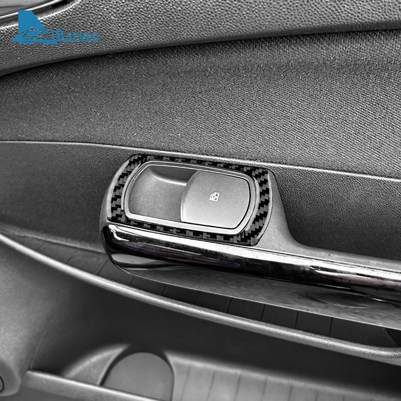 4PCS Real Soft Carbon Fiber Sticker For Opel Corsa 2007 2008 2009 2010 2011 2012 2013 2014 LHD RHD Car Window Lift Button Frame