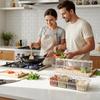 Four Compartment Transparent Seasoning Box with Spoon Lid and Storage Base, Salt, Sugar, MSG Four in One Storage Container