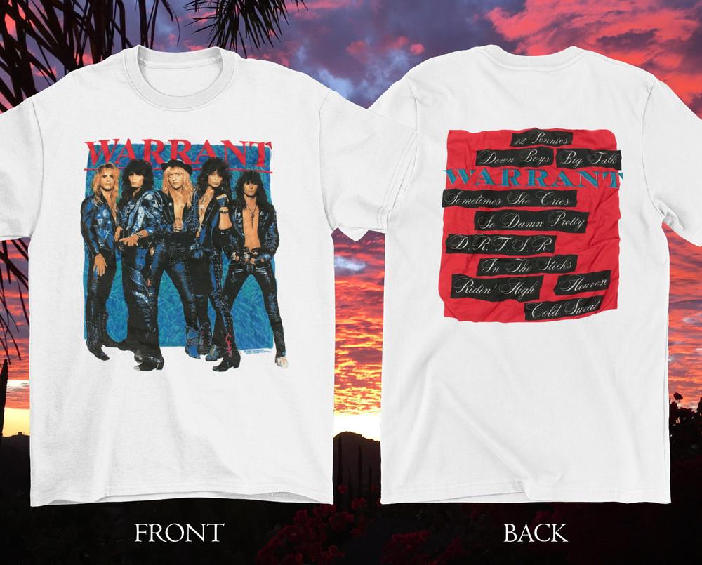 Vintage WARRANT Band In Concert 2 SIDES Shirt White Unisex S-234XL Unisex T-Shirt