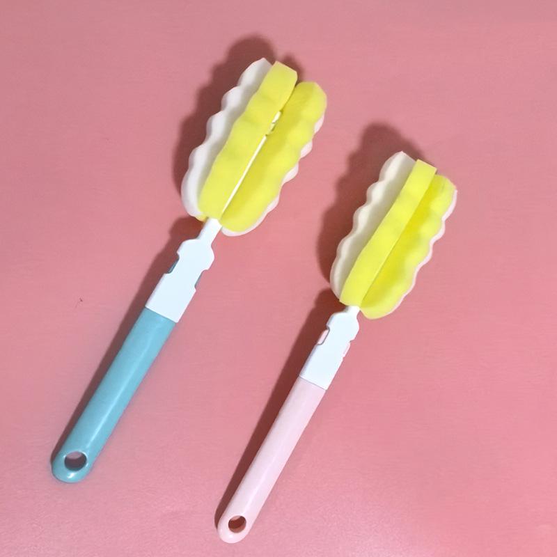 Щетка с длинной ручкой и вращающейся головкой для чистки стаканов, бутылок, чайных чашек и детских бутылочек