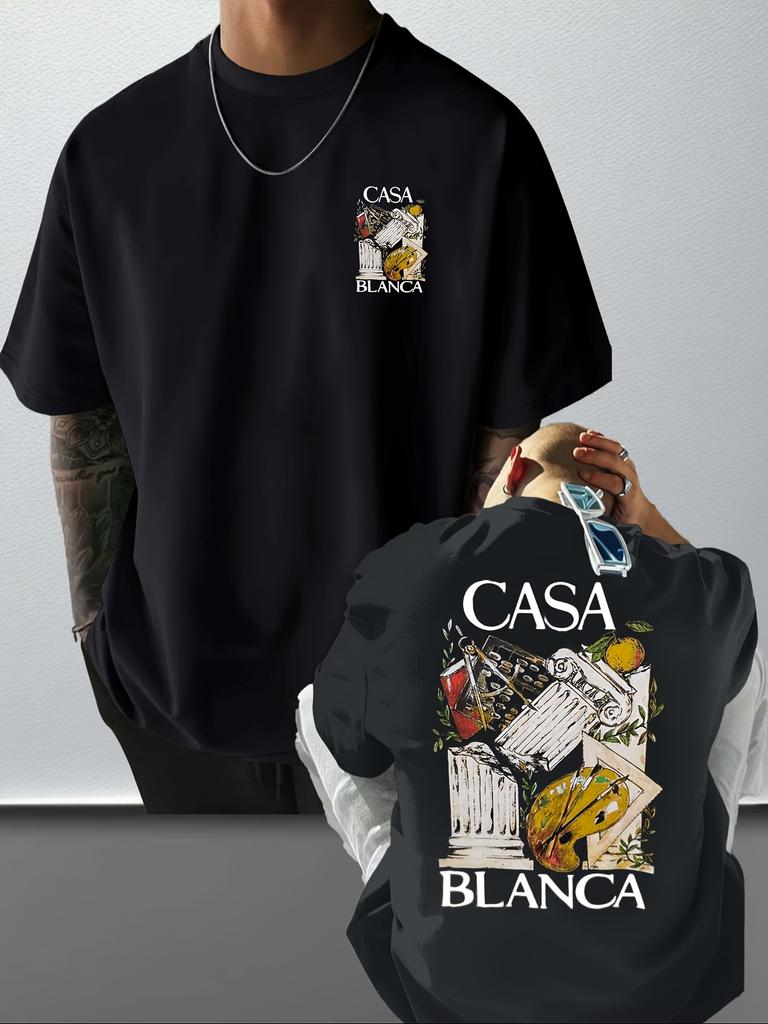 Элегантная художественная футболка с изображением классических колонн и инструментов художника Мужская футболка Летняя уличная одежда
