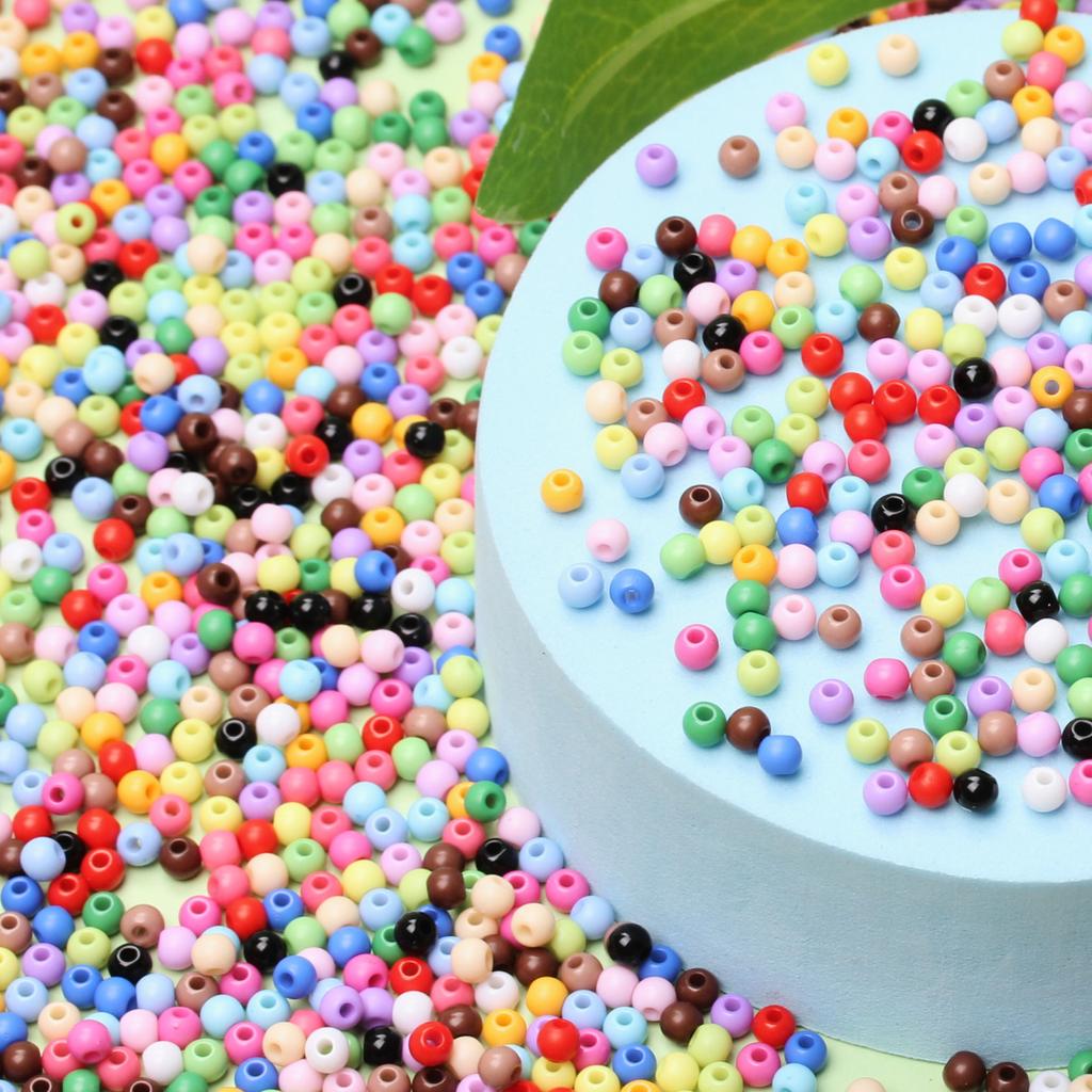 DIY Crafts 500PCS Acrylic Findings Jewelry Accessories Soild Color Multicolor 4mm For Jewelry Making Handmade Material Loose Beads  Beads