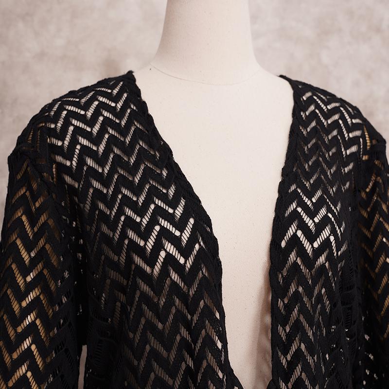 Sexy Black Bikini Cover-ups Chiffon Tunic Long Kimono Women Summer Wrap Dress Beach Wear Swimsuit Cover Up