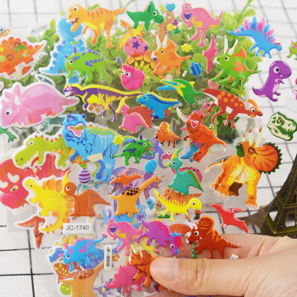 10 Sheets/Set 3D Dinosaur Stickers Toys Home Wall Decor Cartoon Sticker Scrapbooking  Notebook Diary Label