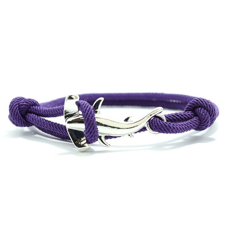 Double Layer Mens Shark Bracelet Sliding Adjustable 3mm Thin String Braslet Beach Nautical Silk Rope Braclet Pulseiras Hombre