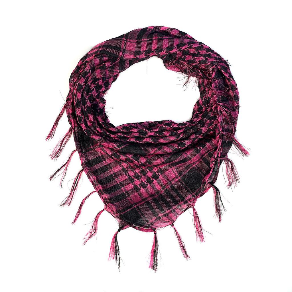 Silk Houndstooth Tactical Desert Scarf with Tassels for Outdoor Use