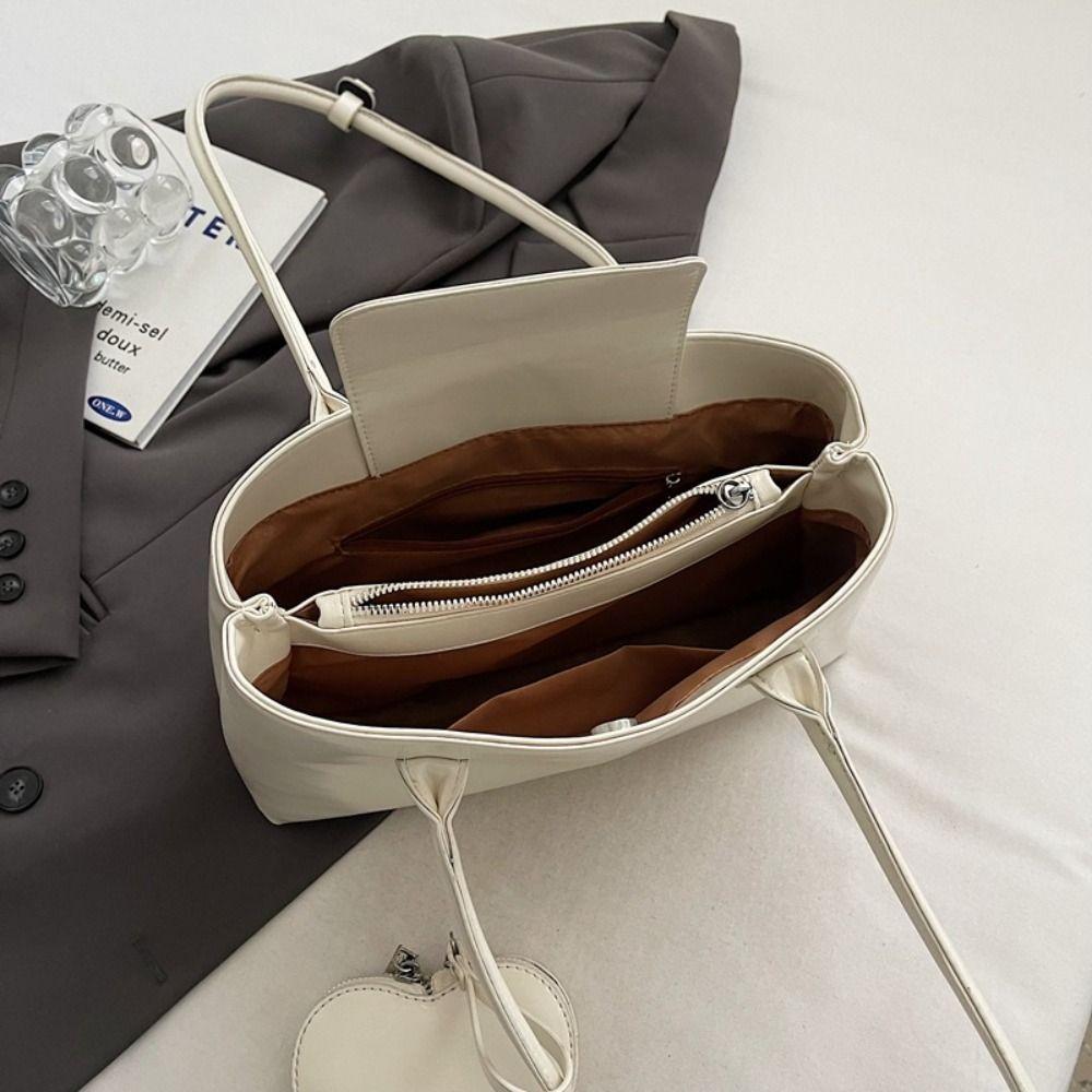 Solid Color Glossy Black Shoulder Bag Korean Style Small Square Bag French Underarm Bag Girls