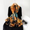 Mid-length Scarf with Yellow Fallen Leaves Print Design High-end Versatile Shawl Summer Sun Protection Elegant Temperament Scarf