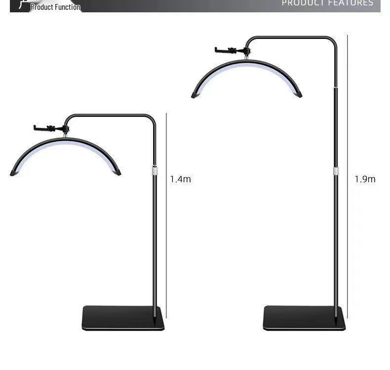 16" 20W LED Half-Moon Beauty Floor Lamp for Bedside, Tattooing, Manicure, Eyebrow, and Eyelash with Eye Protection U-Shaped Fill Light.