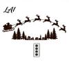 Reindeer Wall Decor Illuminated Wooden Christmas Sleigh And LED Light Set Pine Trees Village Set