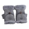 Women Winter Suede Gloves Thickened Convertible Fingerless Mittens Fleece-lined Warm Gloves with Fluffy Cuffs for Outdoor Cycling Hiking