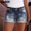 Женские рваные джинсовые шорты, узкие эластичные джинсы, вышитые джинсовые шорты для женщин
