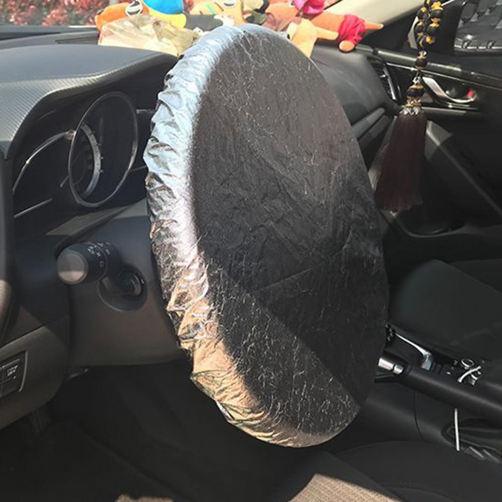 Auto Car Steering Wheel Sun Shade Cover Heat-Resistence Sunshade Aluminum Foil Steering Cover Car Accessories for SUVs Trucks