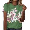Summer Round Neck Beautiful Floral Print Top Fashionable Casual Short Sleeved Women's T-shirts