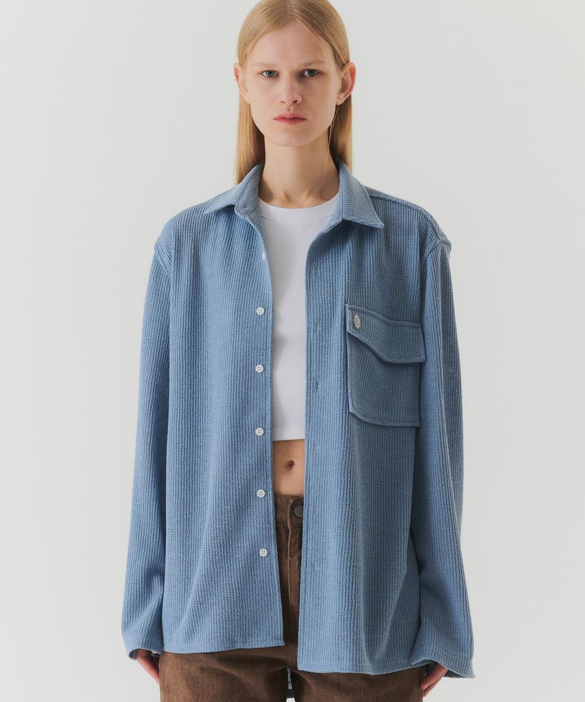 TRIP LE SENS Button Sleeve Knit Shirt_Blue