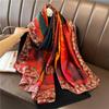 Women Luxury Scarf Flower Printing Silk Scarf Large Size Travel Shawl Soft Hijab Bufanda Foulard Designer Warp Fashion Sunscreen