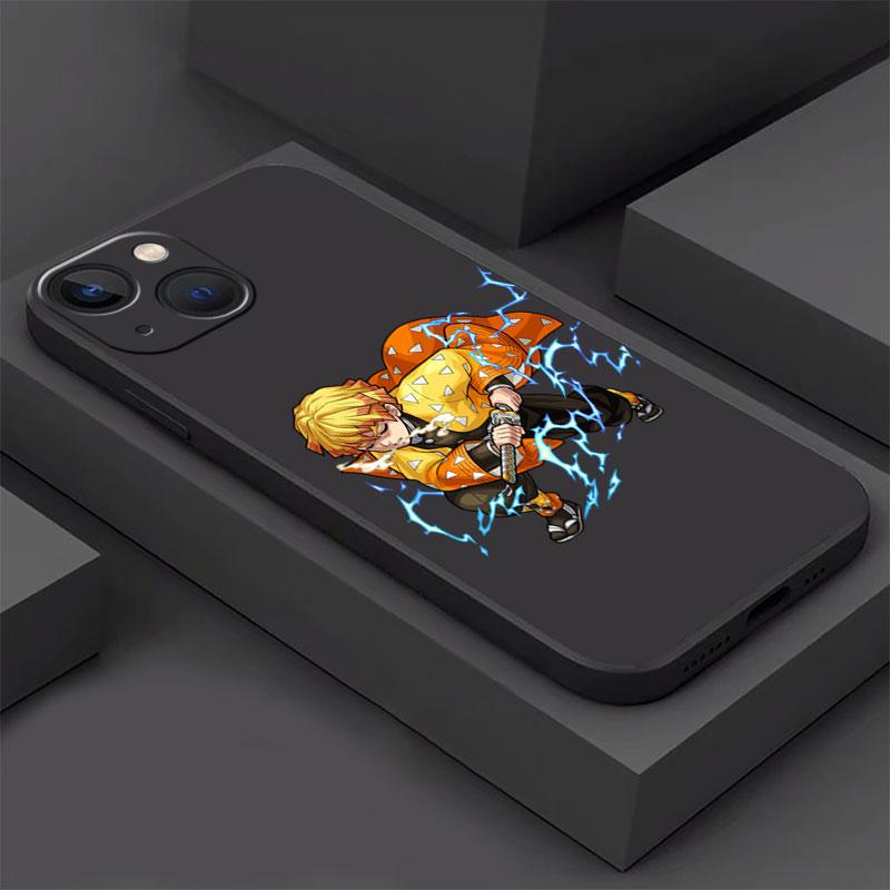Чехол для Apple iPhone 14 13 11 12 Pro 7 XR X XS Max 8 Plus 6 6S SE 2022 13Pro черный мягкий телефон Funda аниме Demon Slayer