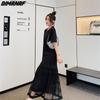 Dimanaf Женское длинное платье Лето Плюс Размер Модная Сетка Черное Свободное Повседневное Oversize