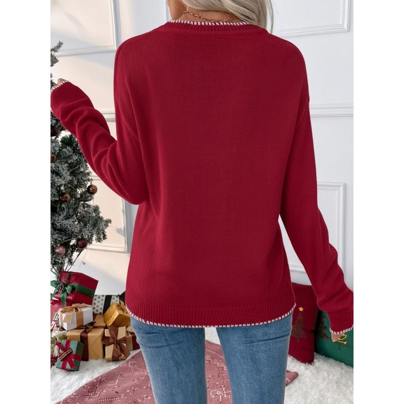 INDFS Модные женские повседневные свитера с длинным рукавом и круглым вырезом на осень-зиму