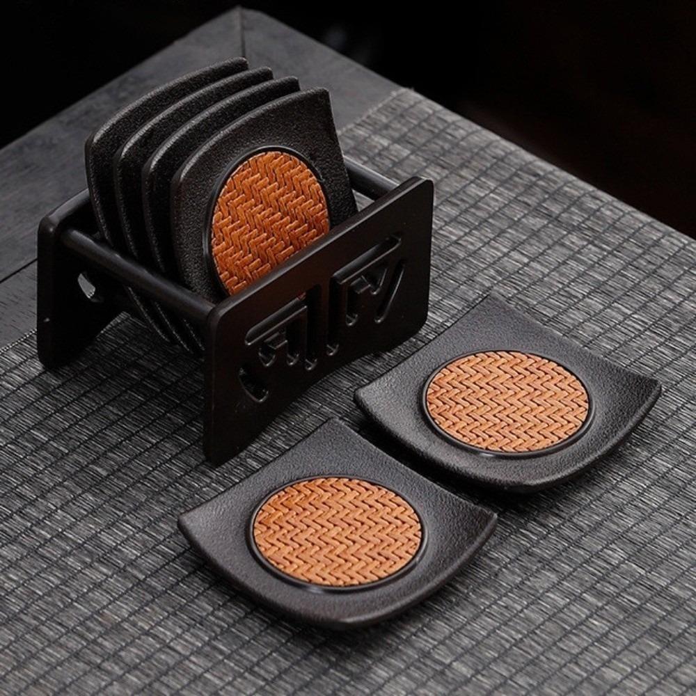 6pcs Chinese Style Rattan Tea Coaster Set Anti-scalding Tea Cup Holder  Tea Ceremony