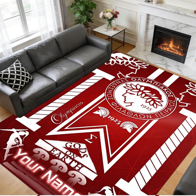Crystal Velvet Rug Custom Name Text, Soft Non Slip Floor Mat Home DecorOlympiacos
