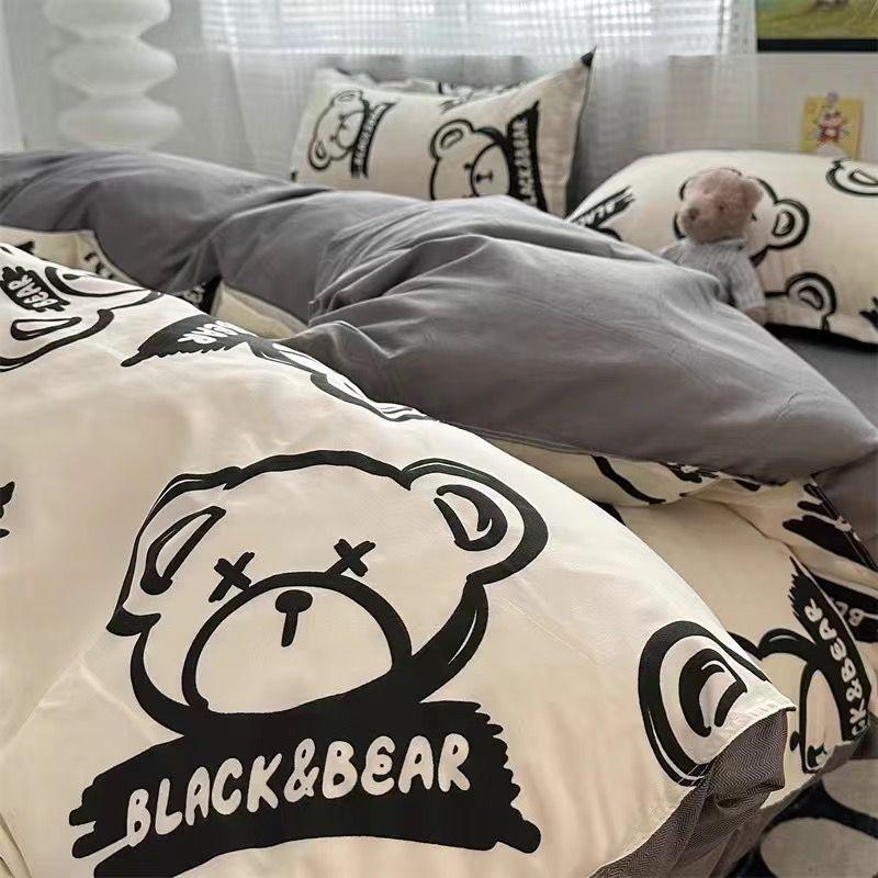 Комплект из четырех стеганых одеял для общежития из стираного хлопка с рисунком в виде милой девушки в виде сердца, комплект из трех простыней