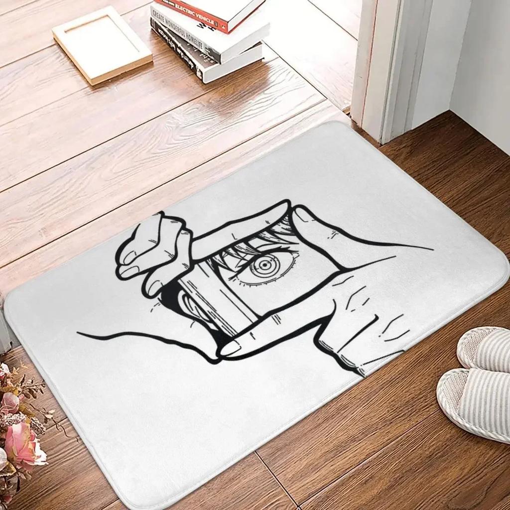 Unique Anime Eye Floor Mat - Quirky Hand Holding Design for Home Entrances, Perfect for Anime Fans and Art Lovers