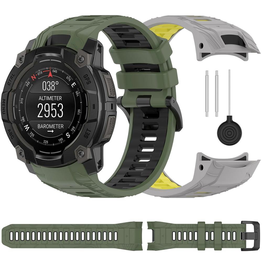 Мягкий силиконовый ремешок для Garmin Instinct 3 45 мм 50 мм Двухцветный браслет Наручный ремешок для Garmin 3 50 мм 45 мм Аксессуары для ремешка
