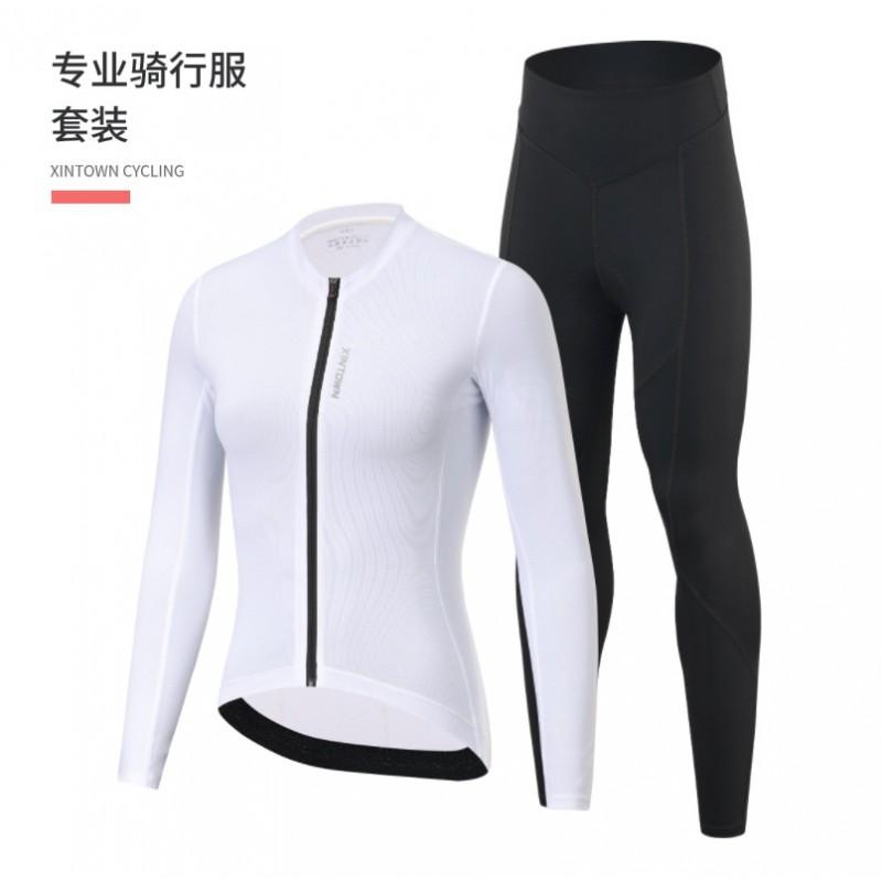 Womens Long Sleeve Cycling Jersey Breathable Quick-Dry Slim Fit Road Bike Top
