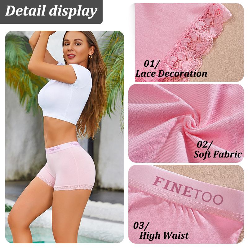 4Pcs Women's Lace Panties Cotton Boxer Briefs Seamless Sports Boxers Underwear Female Briefs Lingerie Intimate Underpant
