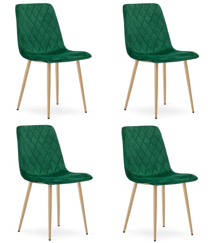 Turin Chair - Dark Green Velvet / Wood-Colored Legs X 4