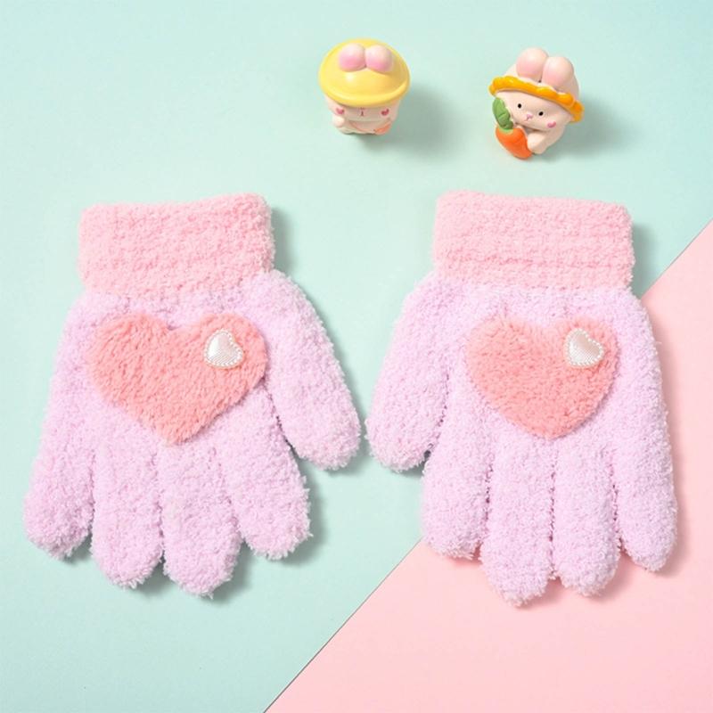 Soft Comfortable Winter Mittens for Kids Knitted Gloves Cute Cartoon Pattern Kindergarten Gloves Comfortable Wearing